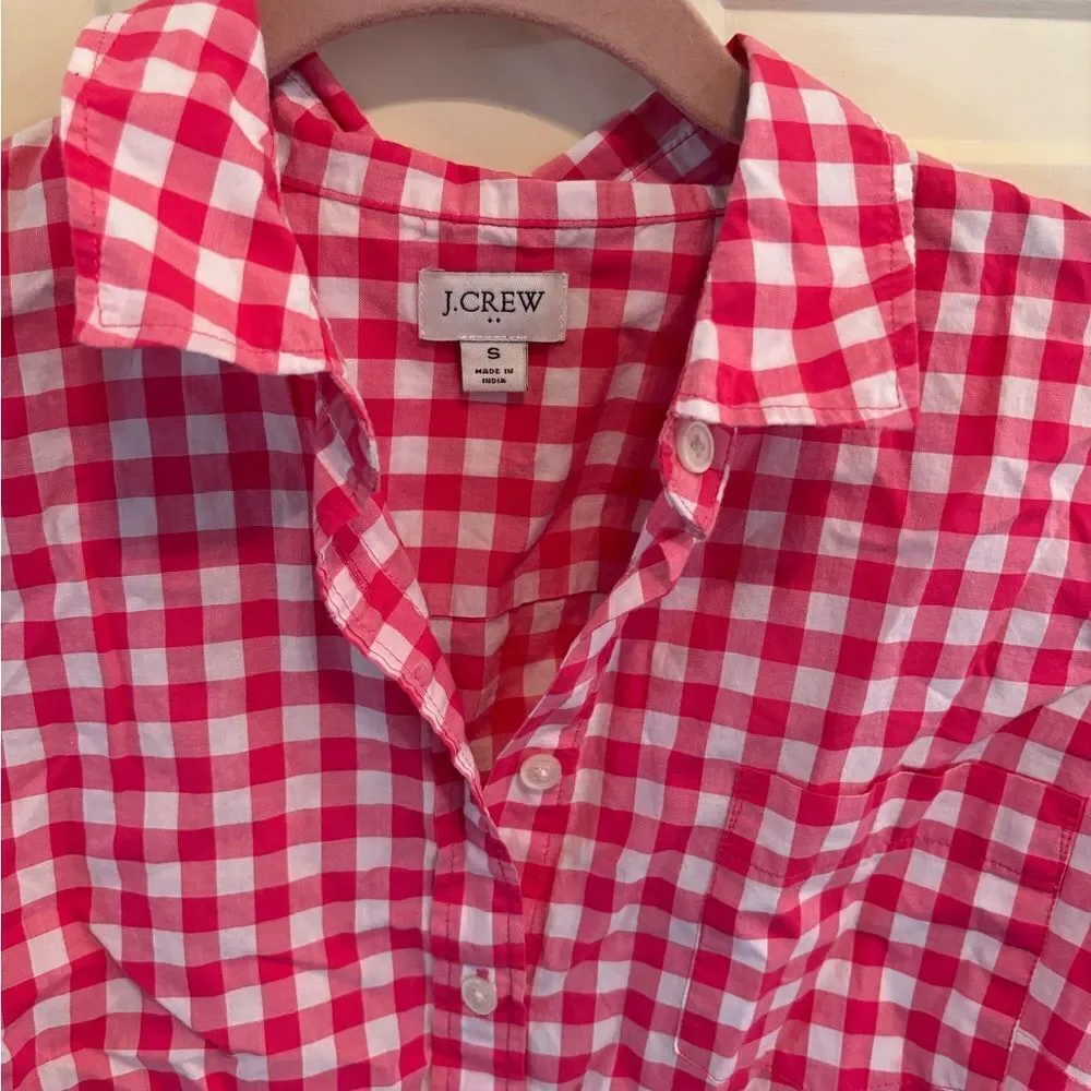 J. Crew Pink and White Button Down Top size S
